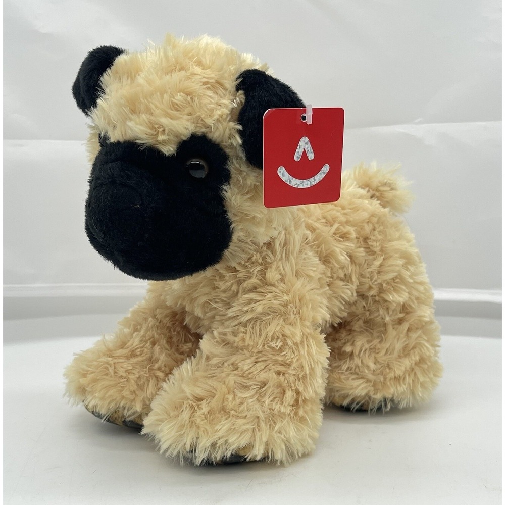 Aurora World Plush Pug Tan Black Standing Puppy Dog w/ Tag 8"